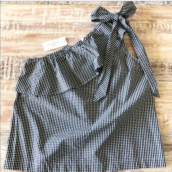 Vineyard Vines Petit Gingham One Shoulder Bow Top - Picture 7 of 8
